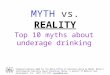 MYTH vs. REALITY Top 10 myths about underage drinking Prepared February 2006 for the Maine Office of Substance Abuse by MESAP: Maines Environmental Substance