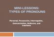 MINI-LESSONS: TYPES OF PRONOUNS Personal, Possessive, Interrogative, Demonstrative, Reflexive, and Indefinite