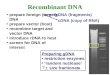 Prepare foreign (target) DNA prepare vector (host) recombine target and vector DNA introduce rDNA to host screen for DNA of interest Recombinant DNA gDNA