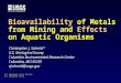 U.S. Department of the Interior U.S. Geological Survey Bioavailability of Metals from Mining and Effects on Aquatic Organisms Christopher J. Schmitt* U.S