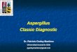 Aspergillus Classic Diagnostic Dr. Patricio Godoy Martínez Universidad Austral de Chile pgodoymartinez@gmail.com
