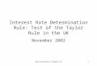 Macroeconomic Themes:191 Interest Rate Determination Rule: Test of the Taylor Rule in the UK November 2002