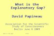 What is the Gap?Title1 What is the Explanatory Gap? David Papineau Association for the Scientific Study of Consciousness Berlin June 8 2009