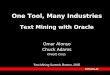 One Tool, Many Industries Text Mining with Oracle Omar Alonso Chuck Adams Oracle Corp. Text Mining Summit, Boston, 2005