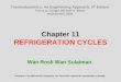 Chapter 11 REFRIGERATION CYCLES Wan Rosli Wan Sulaiman Copyright © The McGraw-Hill Companies, Inc. Permission required for reproduction or display. Thermodynamics: