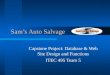 Sams Auto Salvage Sams Auto Salvage Capstone Project: Database & Web Site Design and Functions ITEC 495 Team 5