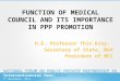 FUNCTION OF MEDICAL COUNCIL AND ITS IMPORTANCE IN PPP PROMOTION H.E. Professor Thir Kruy, Secretary of State, MoH President of MCC Intercontinental Hotel