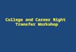 College and Career Night Transfer Workshop. Admissions Requirements Major Selection Planning For College Success (CG 51) Campus Choice Transfer 60 UC/CSU