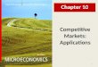 1 Competitive Markets: Applications Chapter 10. 2 Chapter Ten Overview 1.Motivation: Agricultural Price Supports 2.Deadweight Loss A Perfectly Competitive