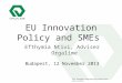 The European Engineering Industries Association EU Innovation Policy and SMEs Efthymia Ntivi, Adviser Orgalime Budapest, 12 November 2013