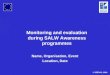 © SEESAC, 2006 Name, Organisation, Event Location, Date Monitoring and evaluation during SALW Awareness programmes