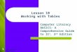 1 Lesson 10 Working with Tables Computer Literacy BASICS: A Comprehensive Guide to IC 3, 3 rd Edition Morrison / Wells