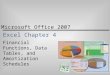 Microsoft Office 2007 Excel Chapter 4 Financial Functions, Data Tables, and Amortization Schedules