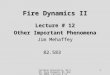 Carleton University, 82.583, Fire Dynamics II, Winter 2003, Lecture # 12 1 Fire Dynamics II Lecture # 12 Other Important Phenomena Jim Mehaffey 82.583