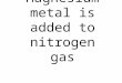 Magnesium metal is added to nitrogen gas. 3 Mg + N 2 Mg 3 N 2 Synthesis