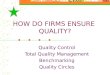 HOW DO FIRMS ENSURE QUALITY? Quality Control Total Quality Management Benchmarking Quality Circles