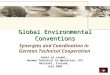 Synergies and Coordination in German Technical Cooperation Global Environmental Conventions Suhel al-Janabi, German Technical Co-Operation, GTZ Helsinki,
