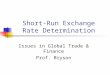 Short-Run Exchange Rate Determination Issues in Global Trade & Finance Prof. Bryson