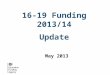 16-19 Funding 2013/14 Update May 2013. What is changing? Funding per student Study programmes Raising Participation Age