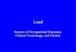 Lead Sources of Occupational Exposure, Clinical Toxicology, and Control