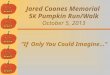 Jared Coones Memorial 5 K Pumpkin Run/Walk October 5, 2013 “If Only You Could Imagine…”