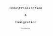 Industrialization & Immigration Vocabulary. a sudden change of direction