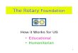 1 The Rotary Foundation Educational Humanitarian How it Works for US