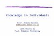 Knowledge in Individuals Prof. Andrew Basden. km@basden.demon.co.uk with thanks to Prof. Elaine Ferneley km@basden.demon.co.uk