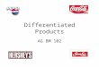 Differentiated Products AG BM 102. Commodity Products Consumer (or buyer) doesn’t care who made commodity products Commodity products are sold on price