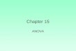 Chapter 15 ANOVA. Comparing Means for Several Populations When we wish to test for differences in means for only 1 or 2 populations, we use one- or two-sample
