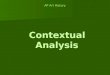 AP Art History Contextual Analysis Contextual Analysis
