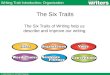 The Six Traits The Six Traits of Writing help us describe and improve our writing. Writing Trait Introduction: Organization