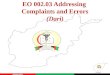 AFAMS EO 002.03 Addressing Complaints and Errors (Dari) 01/09/2013