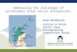 Addressing the challenges of sustainable rural social enterprises. Anne MacDonald Culture & Third Sector Team, Strengthening Communities Group