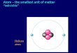 Atom – the smallest unit of matter “indivisible” Helium atom