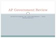 INSTITUTIONS OF GOVERNMENT – THE PRESIDENCY AP Government Review