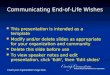 Insert your organization’s logo here. Communicating End-of-Life Wishes This presentation is intended as a template Modify and/or delete slides as appropriate