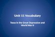 Unit 11 Vocabulary Texas in the Great Depression and World War II