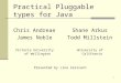 1 Practical Pluggable types for Java Chris Andreae James Noble Victoria University of Wellington Shane Arkus Todd Millstein University of California Presented