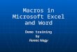 Macros in Microsoft Excel and Word Demo training by Ferenc Nagy