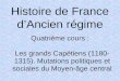 Histoire de France dAncien régime Quatrième cours : Les grands Capétiens (1180- 1315). Mutations politiques et sociales du Moyen-âge central