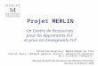 Projet MERLIN Un Centre de Ressources pour les Apprenants FLE et pour les Enseignants FLE Katharine Branning, Médiathèque du FIAF Pascal Saura, Délégué