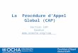1Office for the Coordination of Humanitarian Affairs (OCHA) CAP (Consolidated Appeal Process) Section La Procédure dAppel Global (CAP) Section CAP Genève