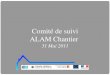 Comité de suivi ALAM Chantier 31 Mai 2011. Ordre du jour Contexte de démarrage Le chantier du Chantier Premier bilan Perspectives et projets