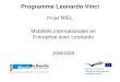 Mobilités Internationales en Entreprise avec Leonardo 2008/2009 Programme Leonardo Vinci Projet MIEL