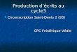 Production décrits au cycle3 Circonscription Saint-Denis 2 (93) Circonscription Saint-Denis 2 (93) CPC Frédérique Védie CPC Frédérique Védie