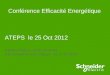 Conférence Efficacité Energétique ATEPS le 25 Oct 2012 RAHOU Patrice 06 83 83 44 39 DESCHAMPS Jean Philippe 06 77 05 08 83