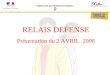 DIRECTION DU SERVICE NATIONAL RELAIS DEFENSE Présentation du 2 AVRIL 2008