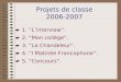 Projets de classe 2006-2007 1. Linterview. 2. Mon collège. 3. La Chandeleur. 4. I Matinée Francophone. 5. Concours