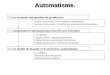 Automatisme. 1. Les systèmes automatisés de production 2. Composants dautomatisation associés aux fonctions 3. Les modes de marche et darrêt dun automatisme